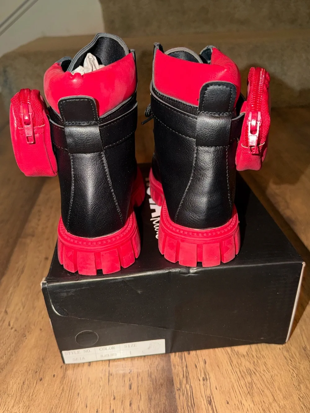 Fashion Nova Black Boots with Red Soles for Kids *Brand New w/box*